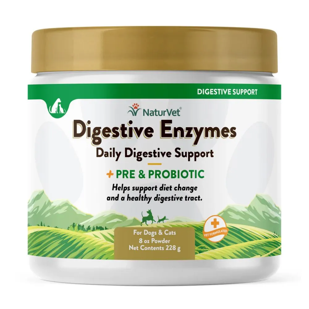 15% OFF: NaturVet Digestive Enzymes Plus Pre & Probiotics Powder Supplement For Dogs & Cats