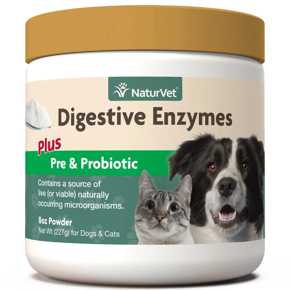 15% OFF: NaturVet Digestive Enzymes Plus Pre & Probiotics Powder Supplement For Dogs & Cats