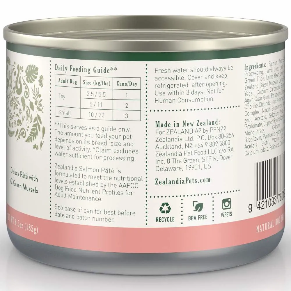 15% OFF: Zealandia Salmon Pate Grain-Free Adult Canned Dog Food 185g