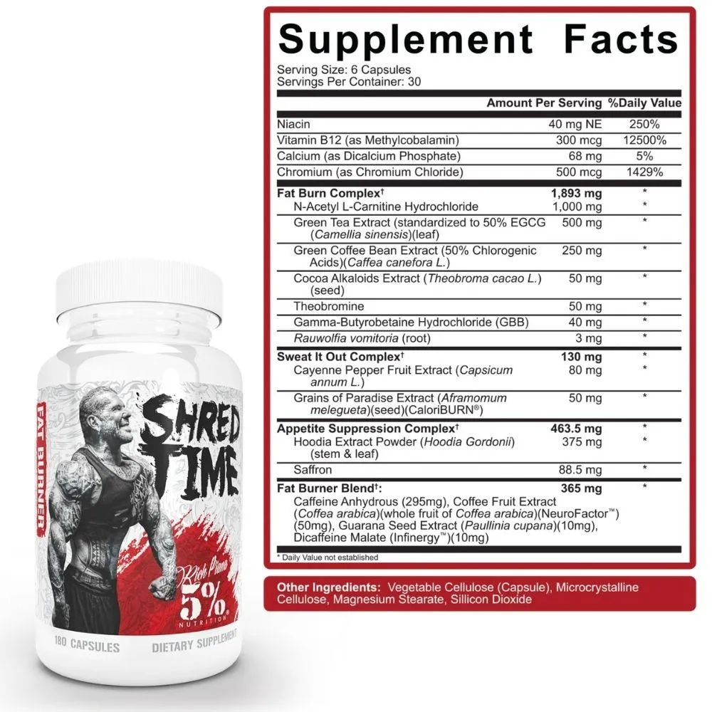 5% Nutrition Shred Time 180 Capsules