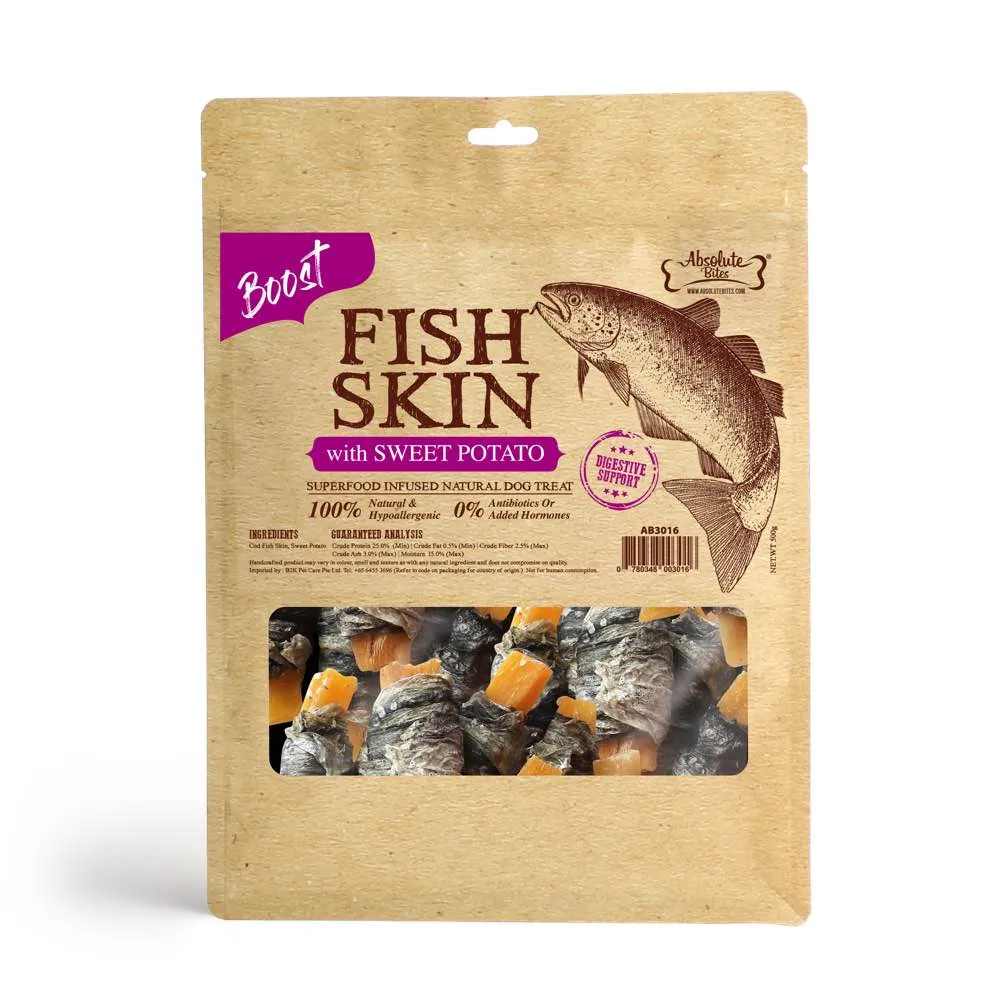 Absolute Bites Super Boost Fish Skin With Sweet Potato Dog Treats