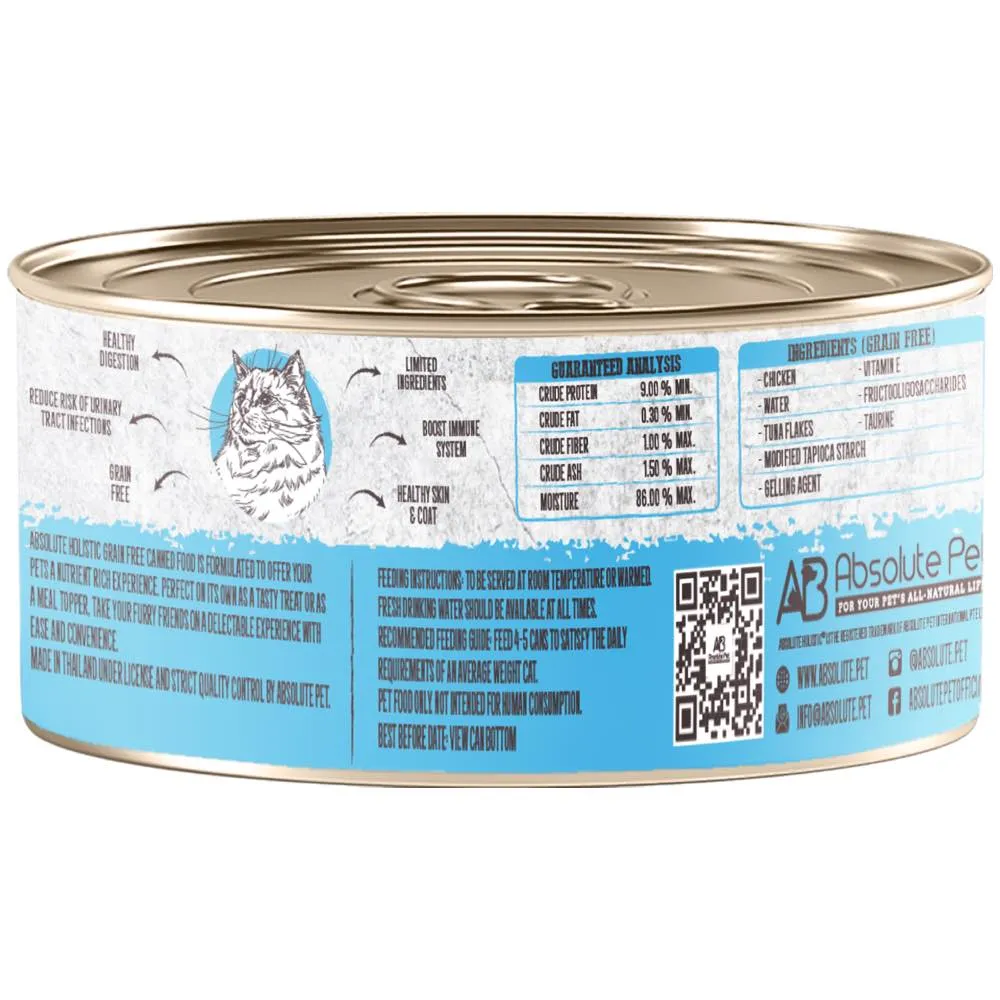 Absolute Holistic Shredded Chicken & Skipjack In Gravy Grain-Free Cat Canned Food 80g