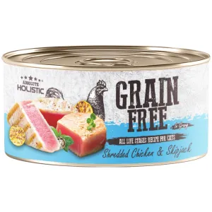 Absolute Holistic Shredded Chicken & Skipjack In Gravy Grain-Free Cat Canned Food 80g