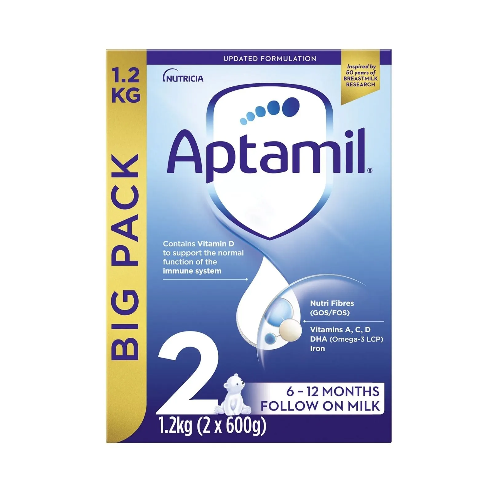 Aptamil 2 Follow On Milk Powder 6-12 months 1.2kg (2x600g)