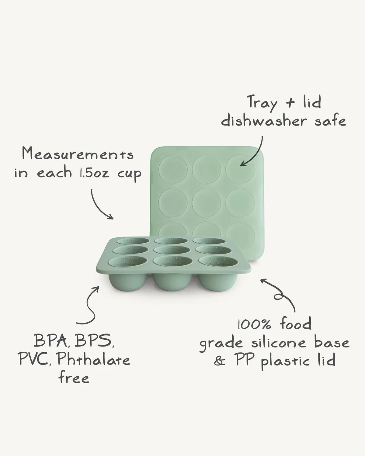 Baby Food Freezer Tray - sage <br> Mushie