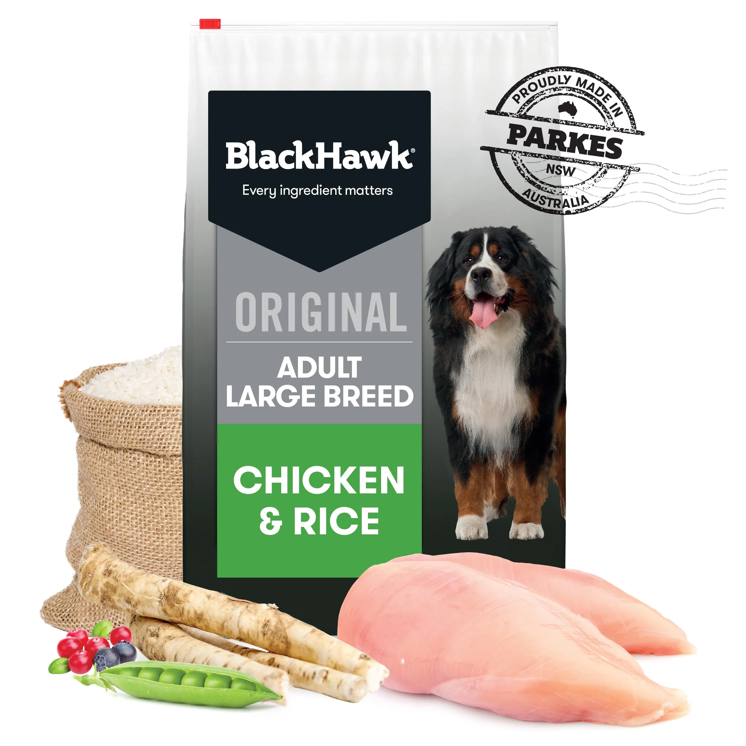 Black Hawk Adult Large Breed Chicken and Rice Dry Dog Food 20kg