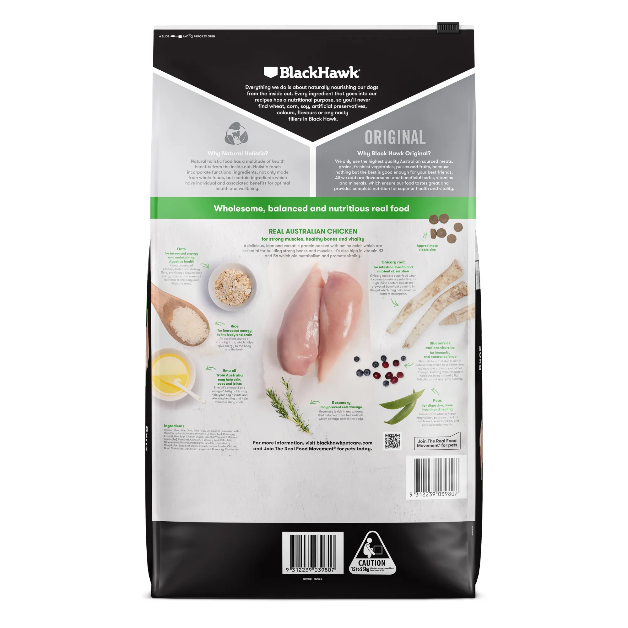 Black Hawk Adult Large Breed Chicken and Rice Dry Dog Food 20kg