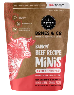 Bones & Co. Barkin' Beef Recipe Raw Frozen Mini Patties Dog Food