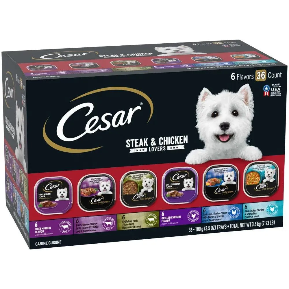 CESAR Wet Dog Food Variety Pack, 36 Count