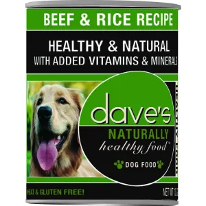 Dave's Pet Food Naturally Healthy Beef & Rice Recipe Canned Dog Food, 13-oz