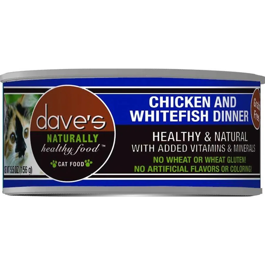 Dave's Pet Food Naturally Healthy Grain-Free Chicken & Whitefish Dinner Canned Cat Food 5.5-oz