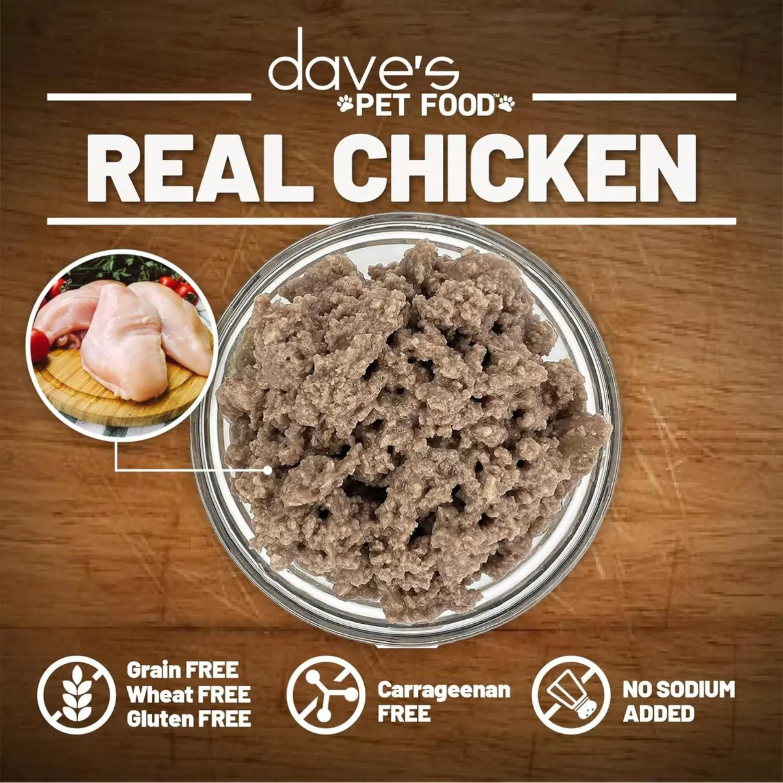 Dave's Pet Food Restricted Sodium Chicken Recipe Grain-Free Dinner Canned Dog Food, 13.2-oz