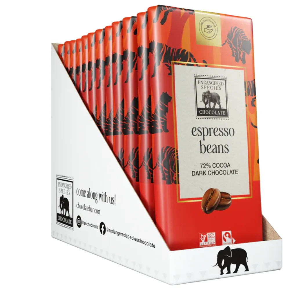 espresso beans   72% dark chocolate