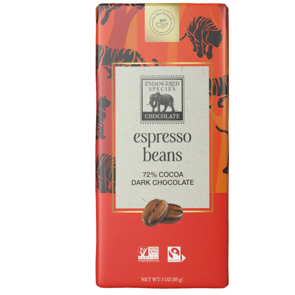 espresso beans   72% dark chocolate