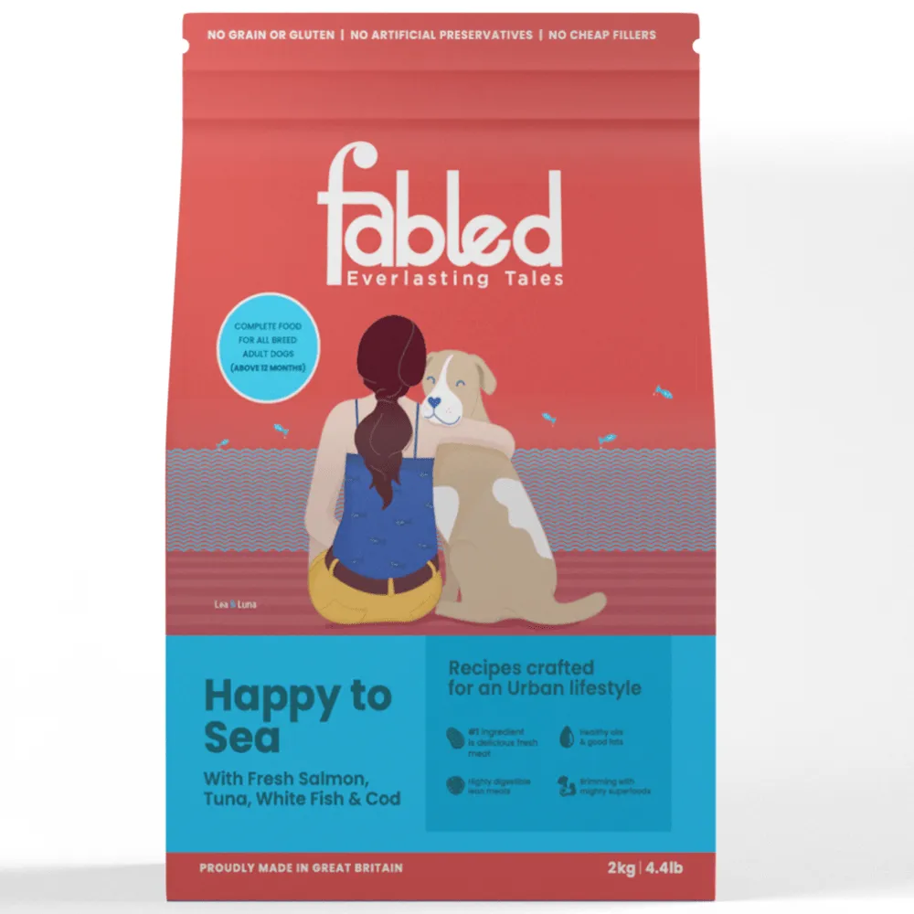 Fabled Happy to Sea Fresh Salmon Tuna White Fish and Cod Adult Dog Dry Food