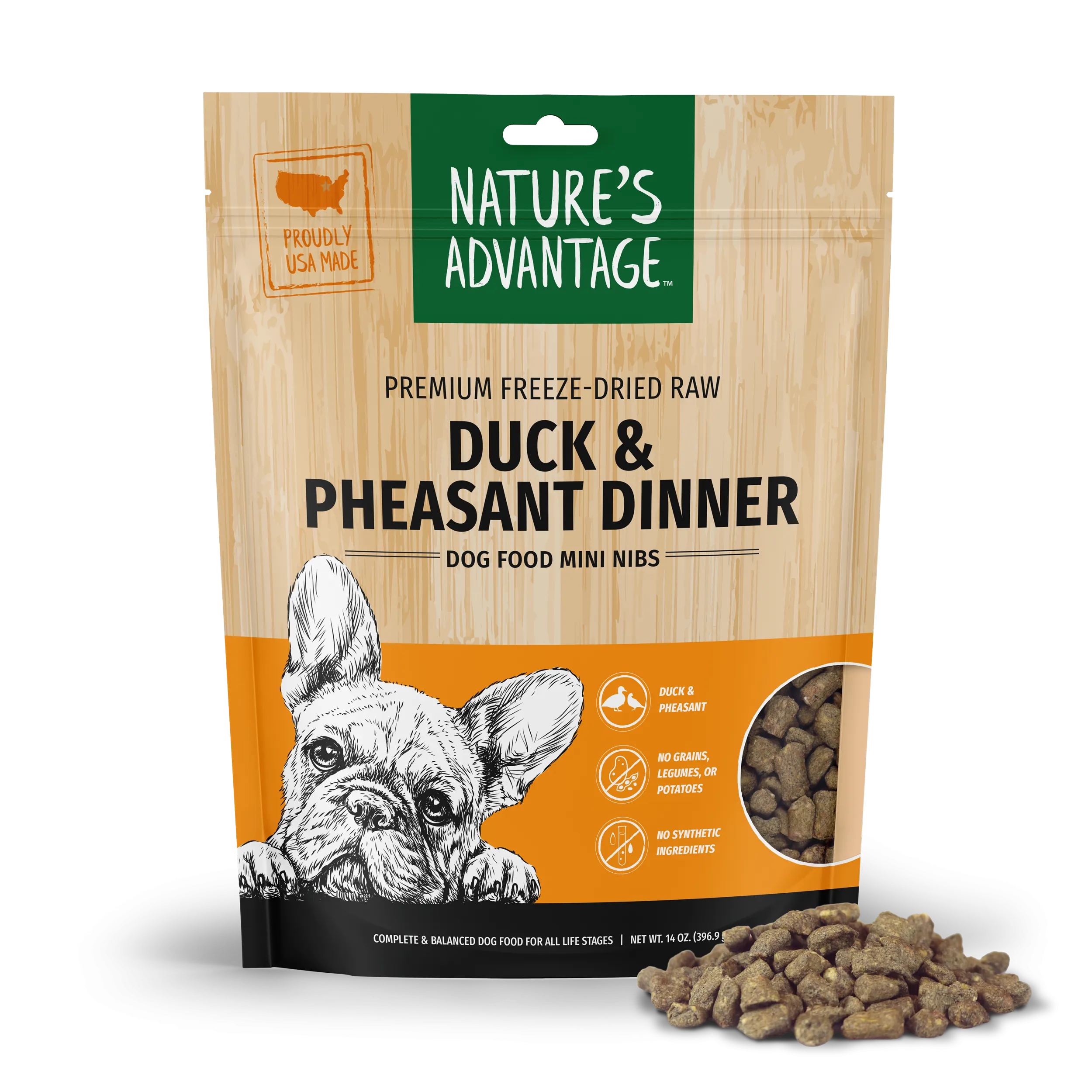 Freeze-Dried Duck & Pheasant Dinner Dog Food Mini Nibs