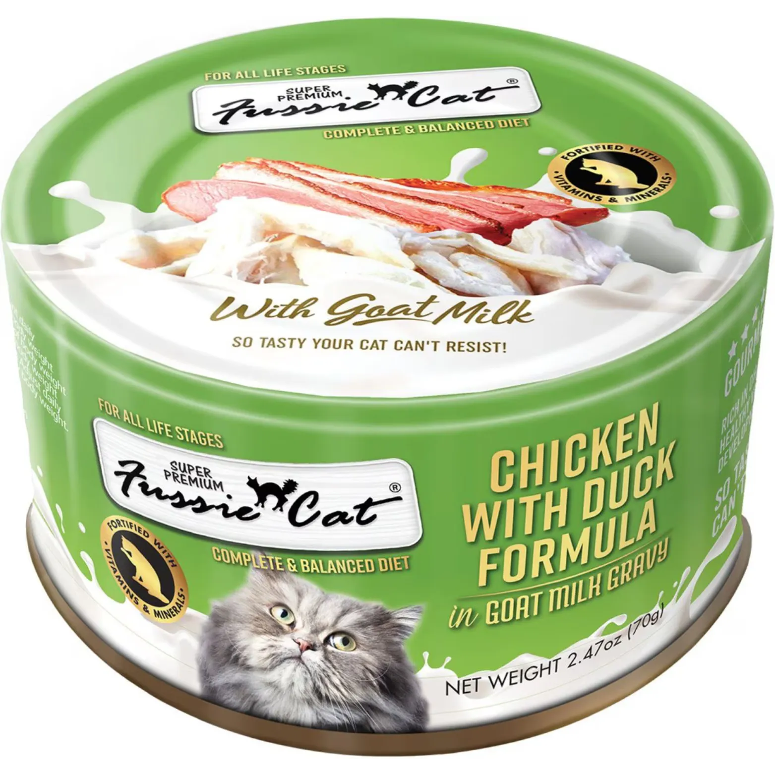 Fussie Cat Super Premium Chicken with Duck in Goats Milk Wet Cat Food, 2.47-oz