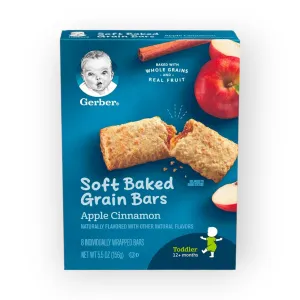 Gerber Soft Baked Grain Bars, 12  Months, Apple Cinnamon, 8 Bars, 156g