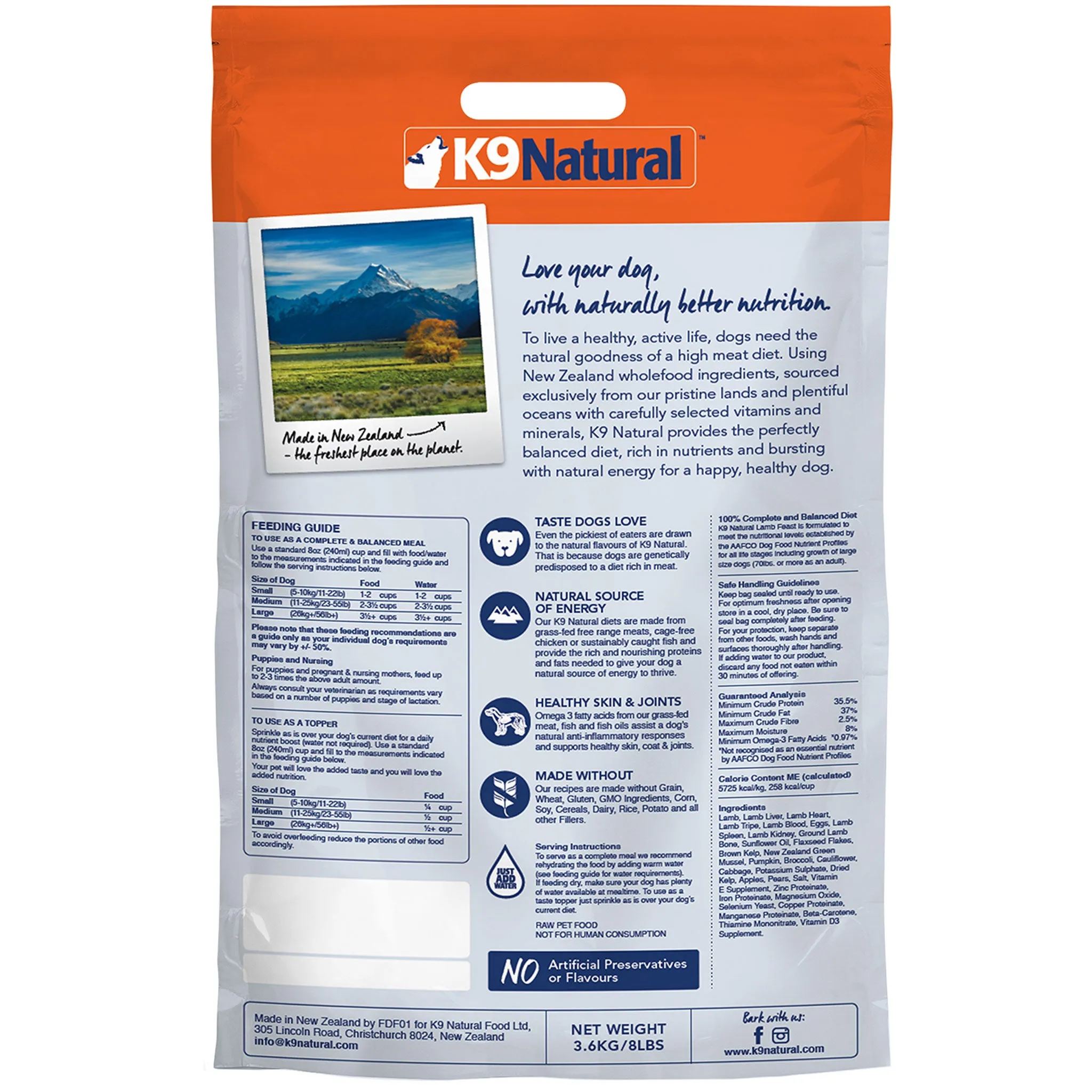 K9 Natural Freeze-Dried Lamb Dog Food