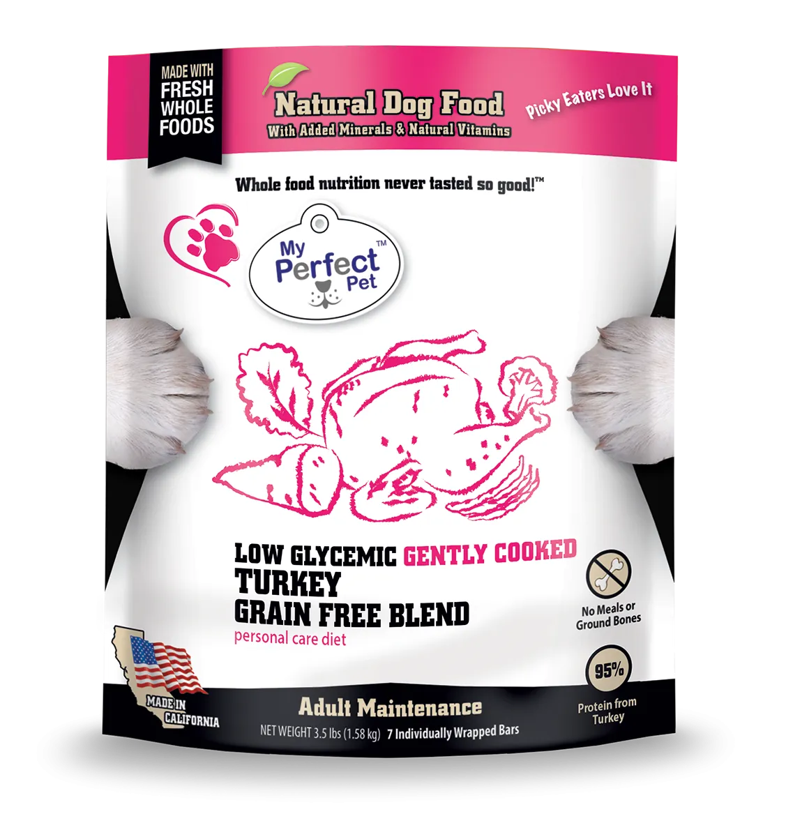 My Perfect Pet Tino's Low Glycemic Turkey Grain Free Blend 4lb