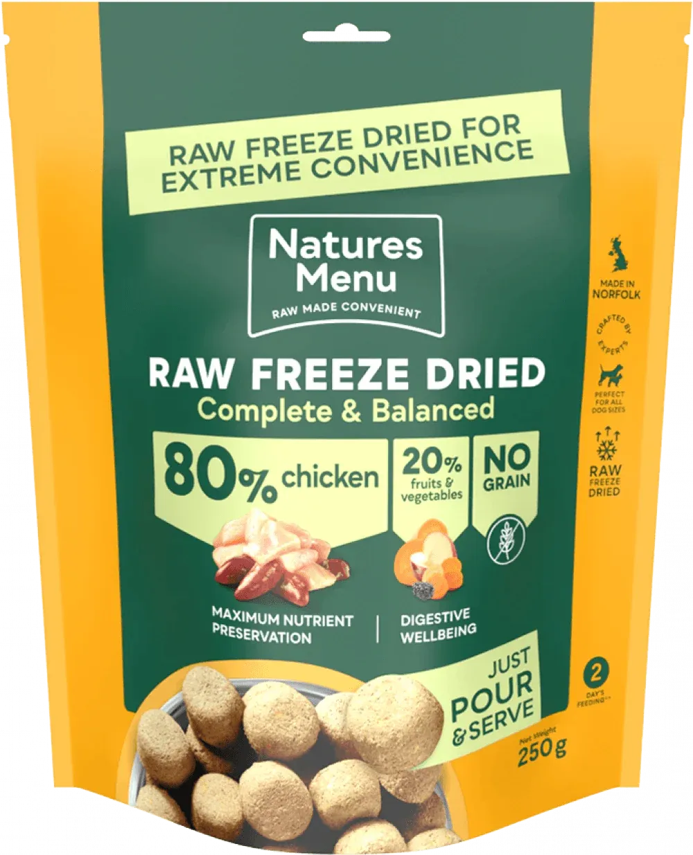 Natures Menu Raw Freeze Dried Complete and Balanced 80/20 Chicken