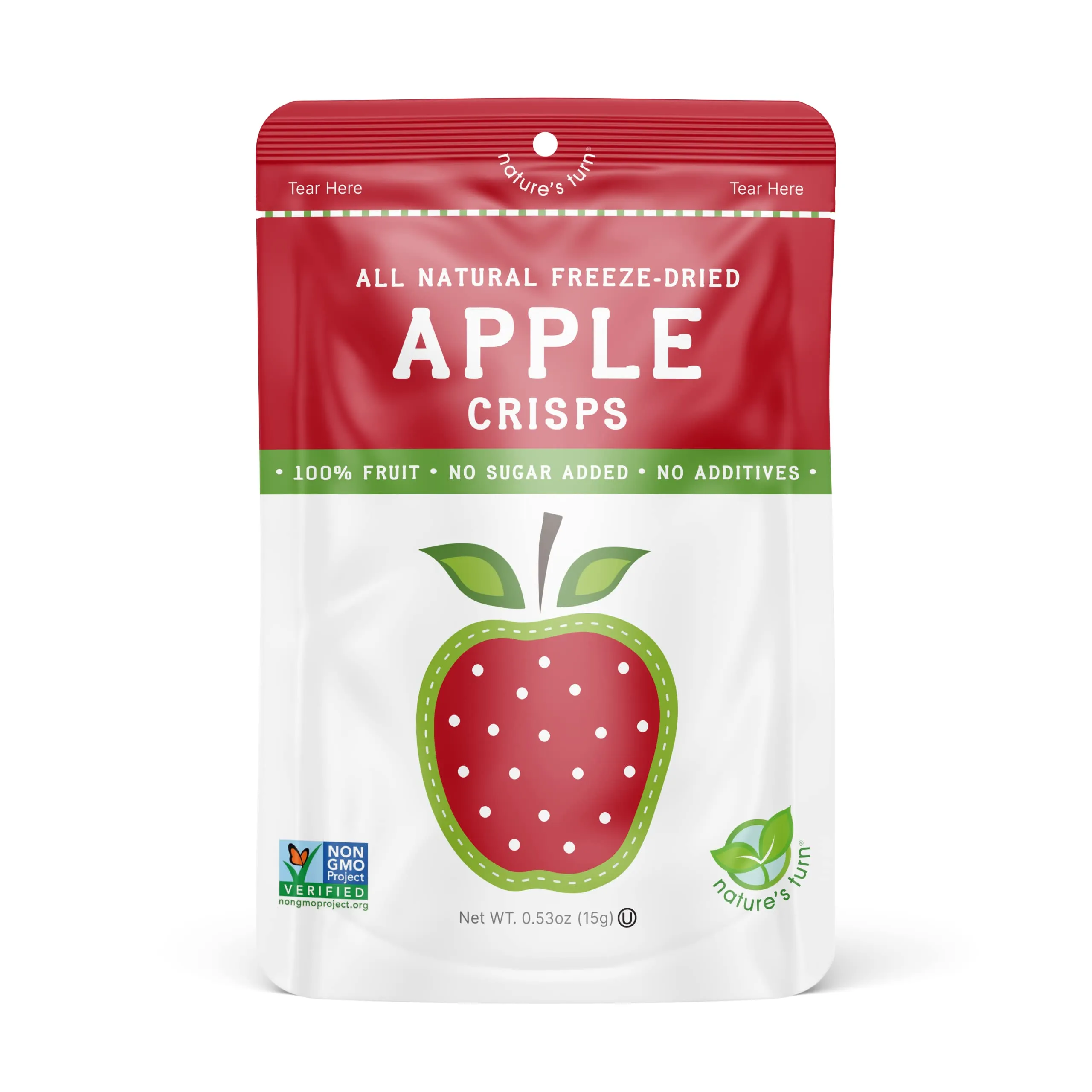 Nature’s Turn Freeze-Dried Fruit Snacks, Apple Crisps - Pack of 6 (0.53 oz Each)