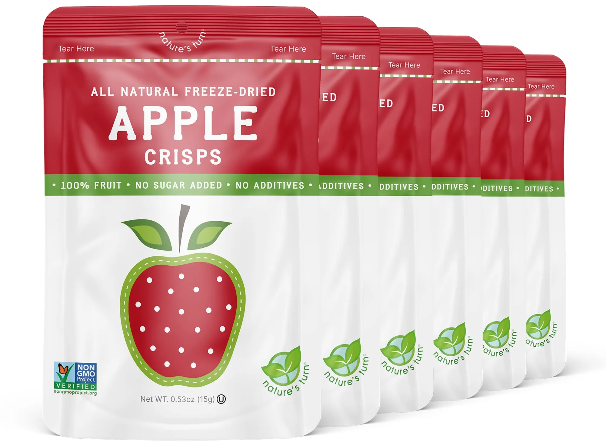 Nature’s Turn Freeze-Dried Fruit Snacks, Apple Crisps - Pack of 6 (0.53 oz Each)