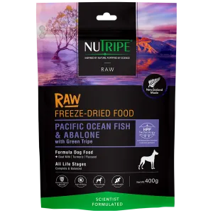 Nutripe Dog Raw Freeze Dried Pacific Ocean Fish & Abalone with Green Tripe 400g ( EXPIRY 22 MAY 2025 )