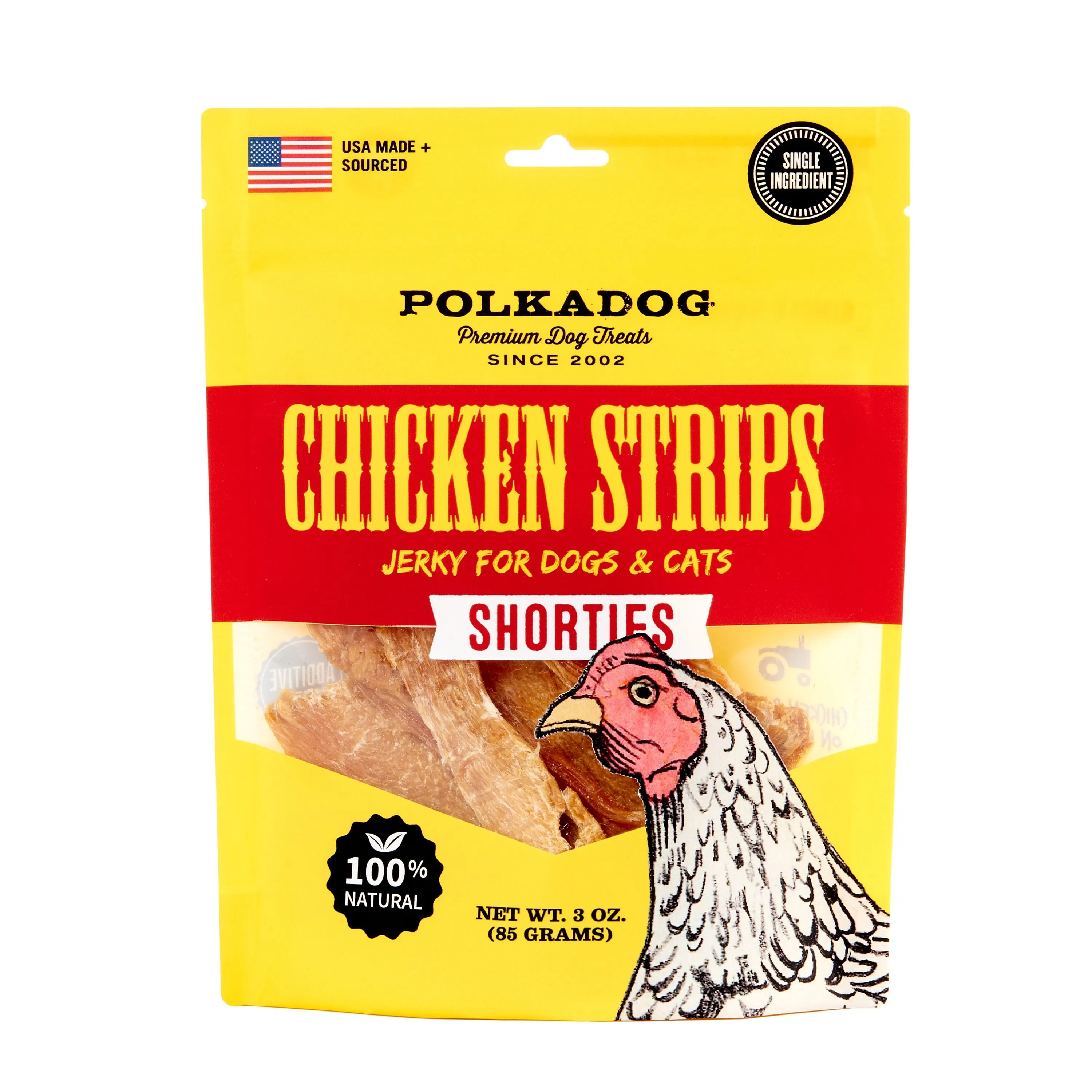 Polka Dog Chicken Strip Jerky Shorties 3oz