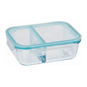 PUREFIT Multipurpose Food Storage Glass Container with divider lunch box,Airtight Glass Leak proof with Air Vent Lid Microwave Oven & freezer Safe,Break-Free Detachable Locks,Lunch box,640ml,Pack of 1