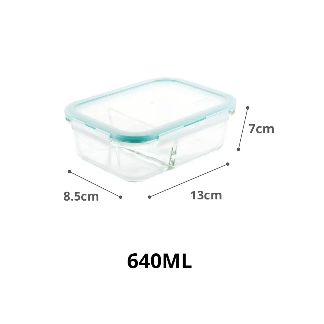 PUREFIT Multipurpose Food Storage Glass Container with divider lunch box,Airtight Glass Leak proof with Air Vent Lid Microwave Oven & freezer Safe,Break-Free Detachable Locks,Lunch box,640ml,Pack of 1