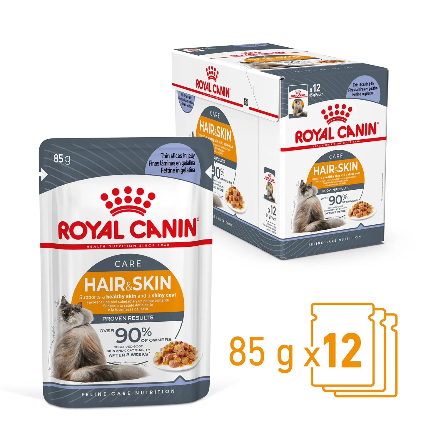 Royal Canin Hair & Skin Jelly Adult Wet Cat Food Pouches