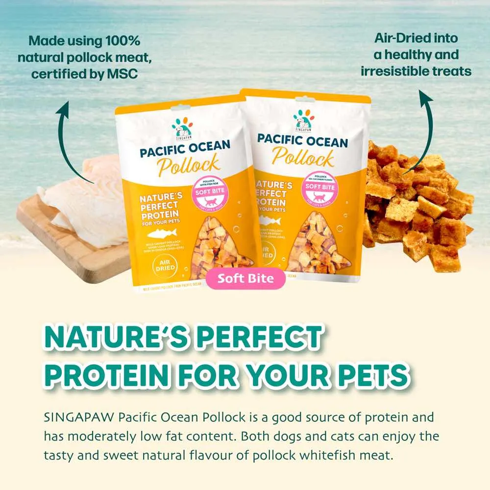 Singapaw Pacific Ocean Pollock With Sea Cucumber Flower Soft Bite Air-Dried Treats For Cats & Dogs 70g