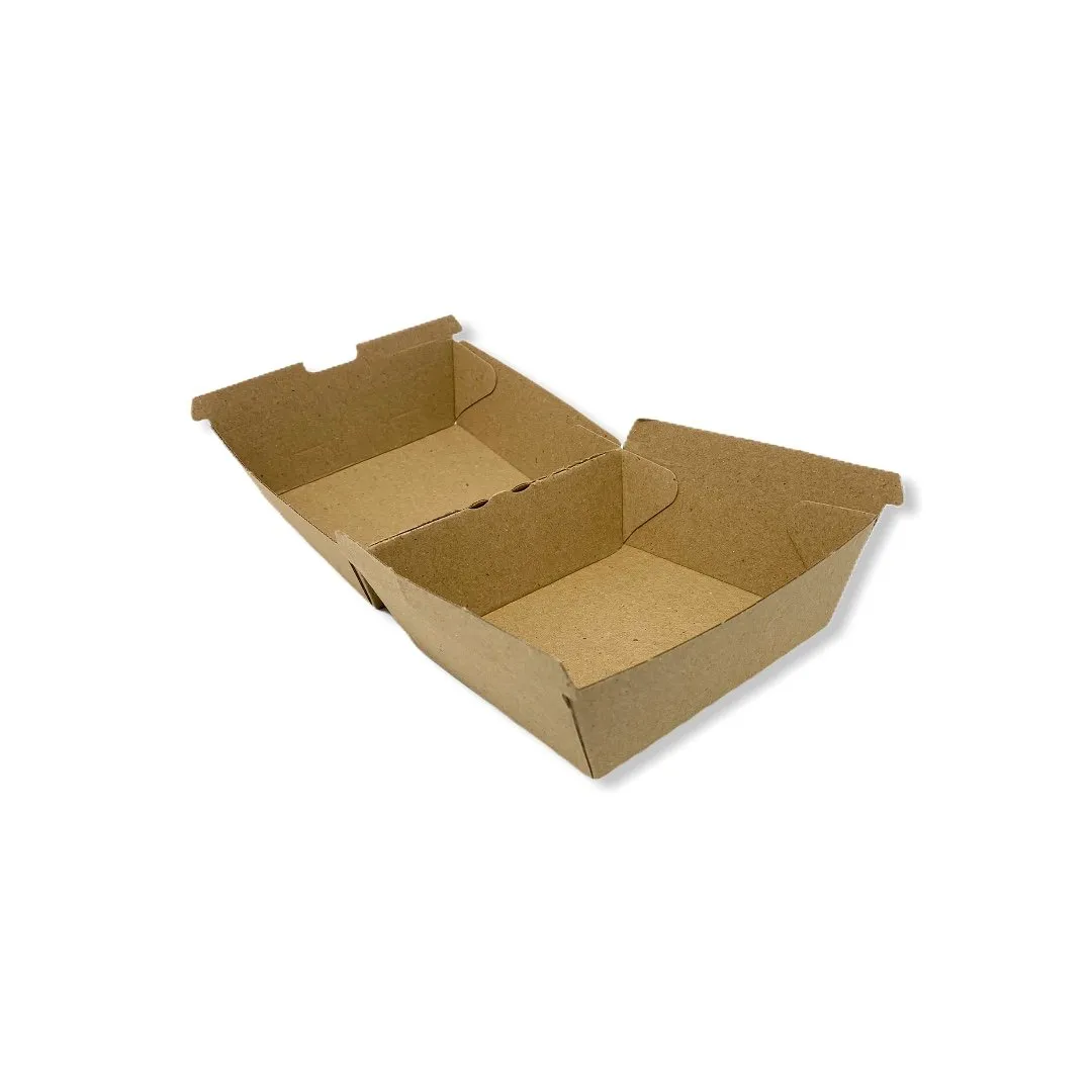 Standard Kraft Clamshell Corrugated Burger Boxes 102x104x54