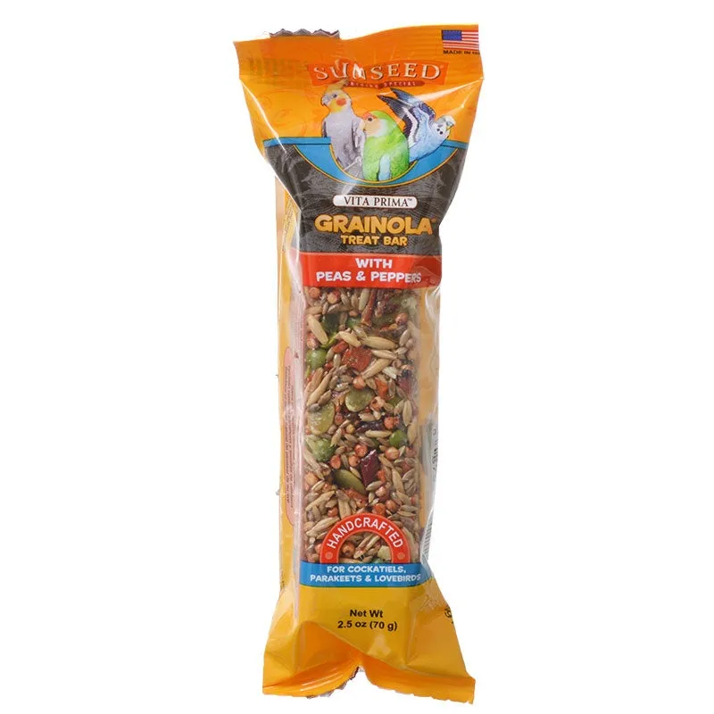 Sunseed Vita Prima Grainola Treat Bar With Peas & Peppers For Birds 2.5oz