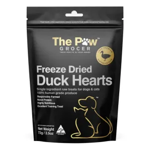 The Paw Grocer Black Label Freeze Dried Duck Heart Dog and Cat Treats 72g