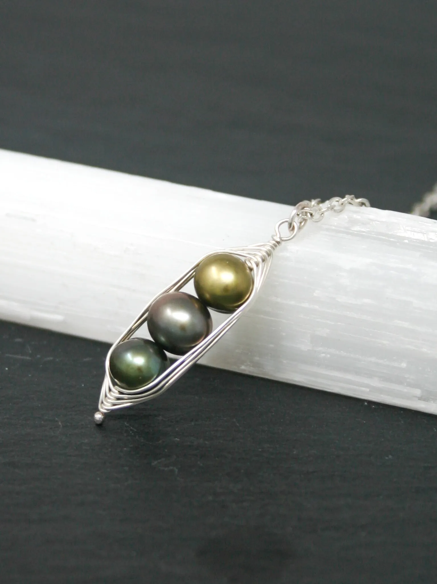 Three peas in a pod necklace [made to order]