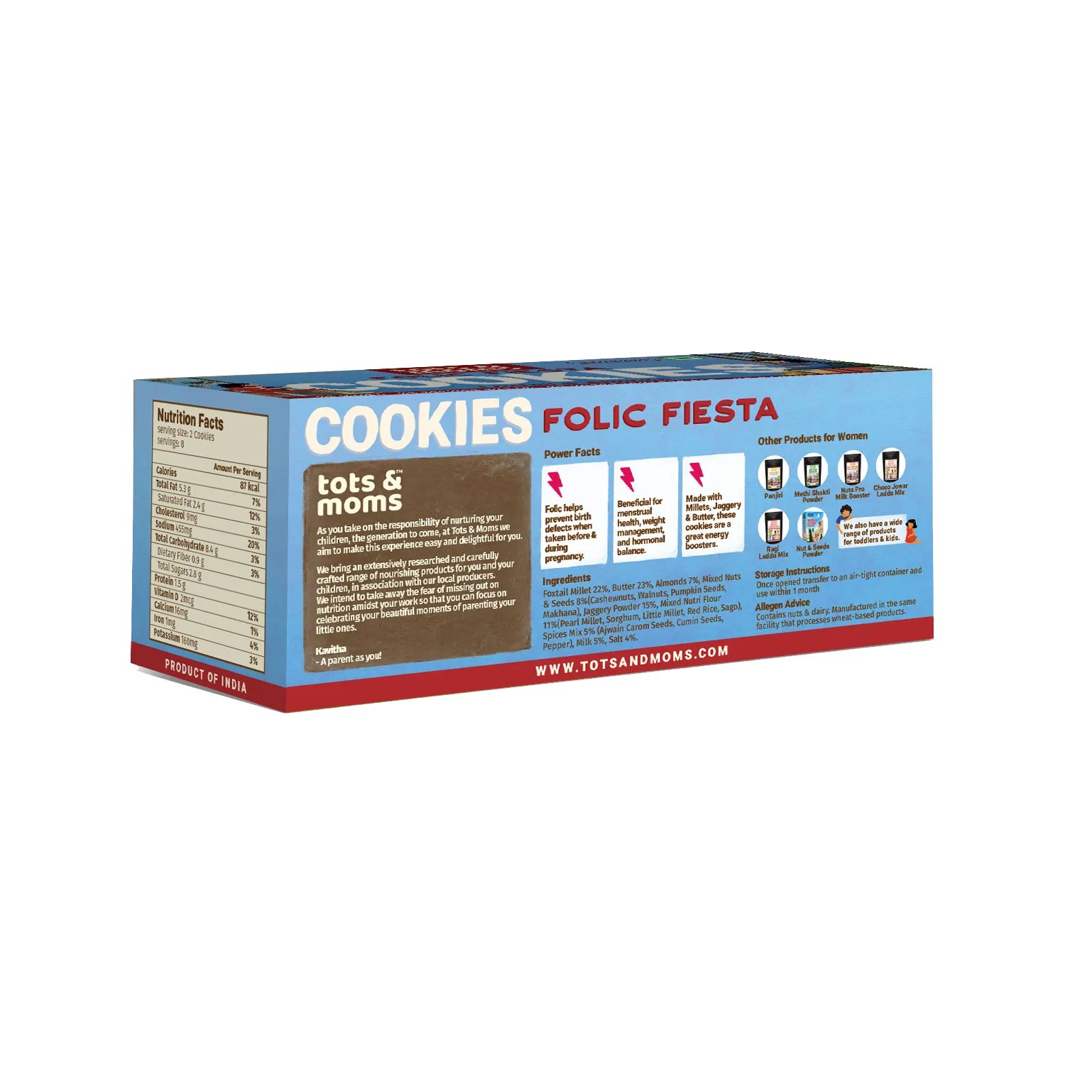 Tots & Moms  Cookies | Mighty Iron | Folic Fiesta | Calcium Magic | Pack of 3 - 150g each