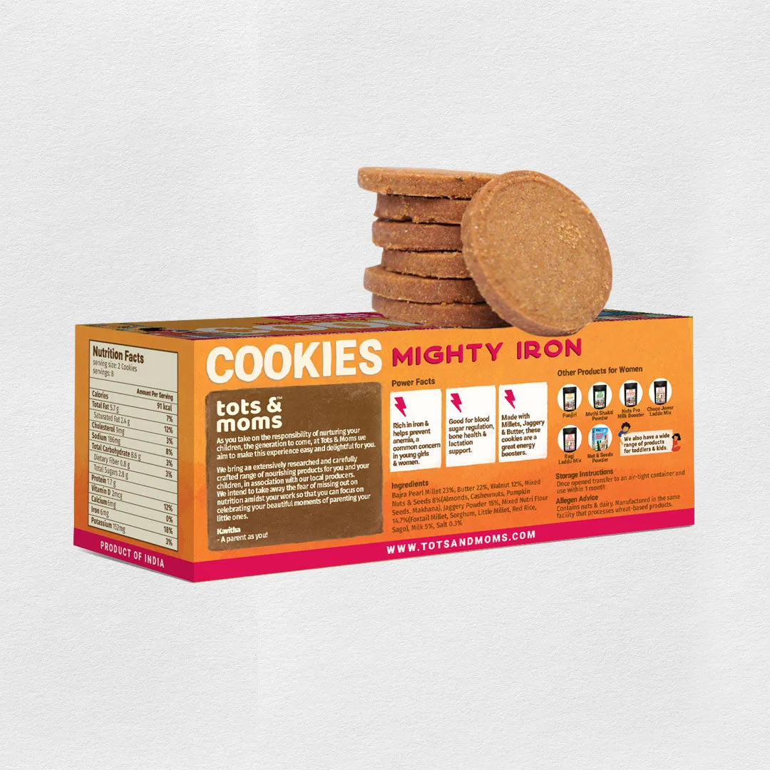 Tots & Moms  Cookies | Mighty Iron | Folic Fiesta | Calcium Magic | Pack of 3 - 150g each