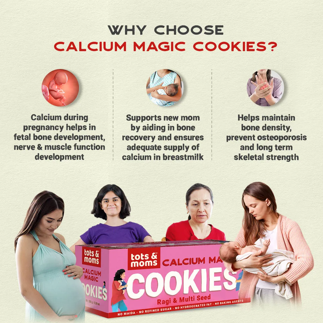 Tots & Moms  Cookies | Mighty Iron | Folic Fiesta | Calcium Magic | Pack of 3 - 150g each