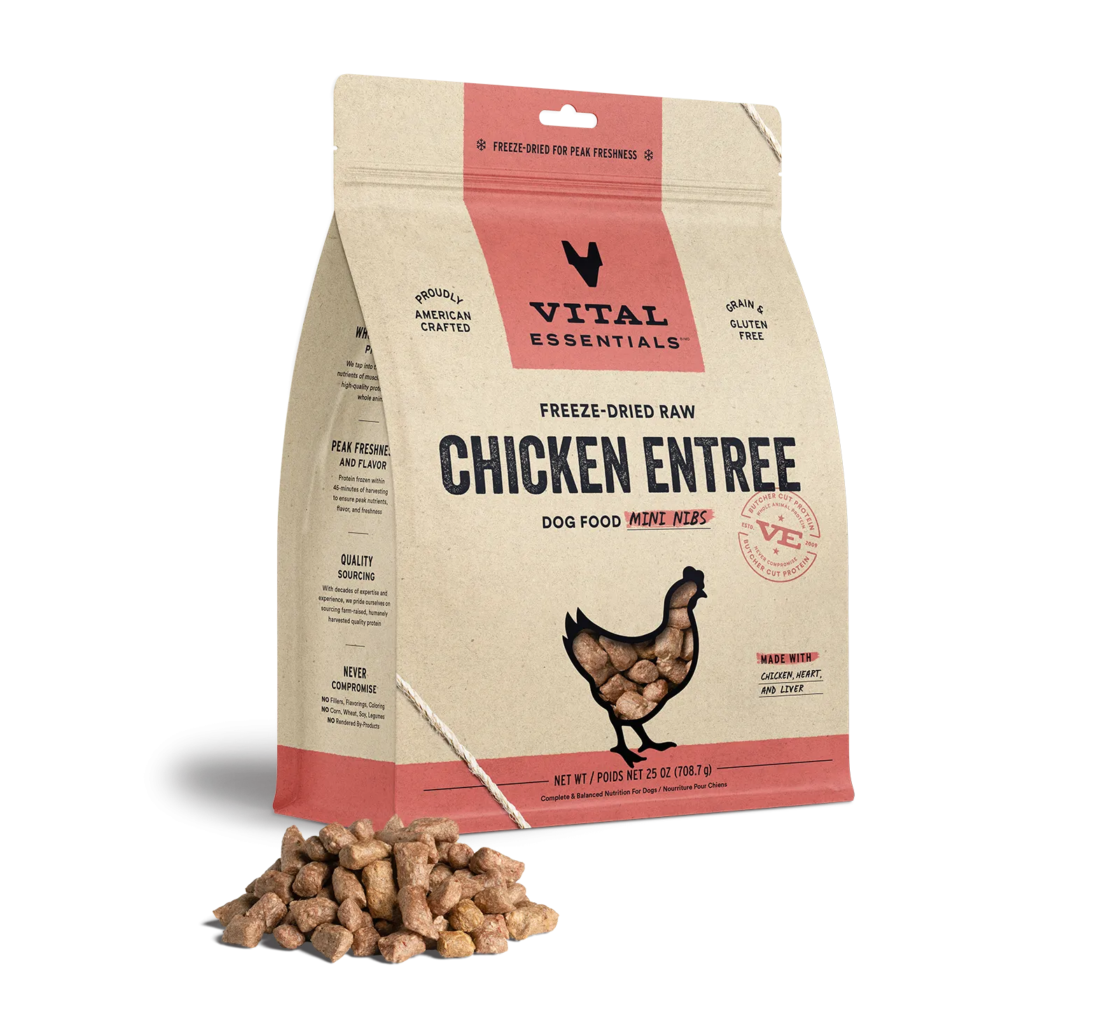 Vital Essentials Freeze-Dried Raw Chicken Entrée Mini Nibs Dog Food