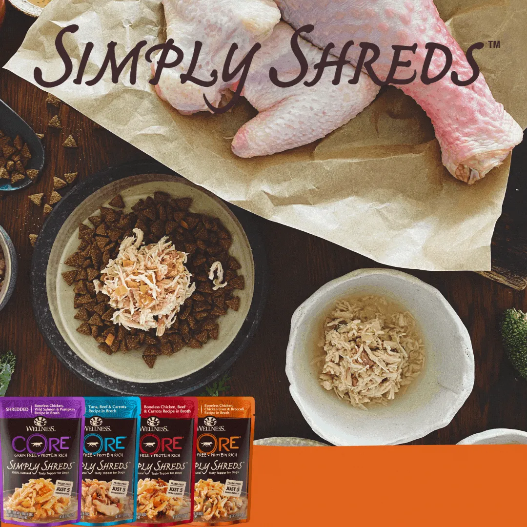 Wellness CORE Simply Shreds Flaked Tuna, Beef and Carrots Wet Dog Food 79g